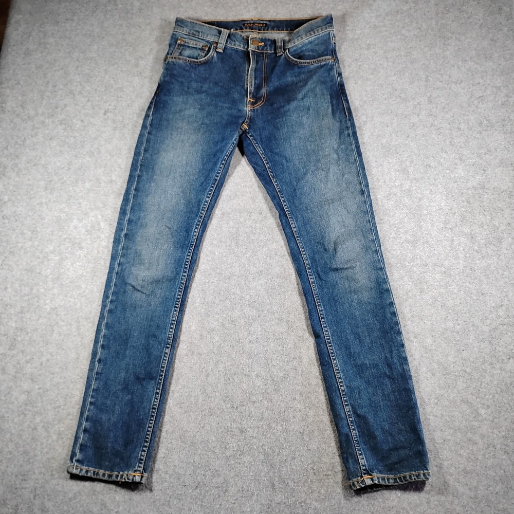 Nudie Jeans Co Lean Dean Men Blue Denim Slim Straight Jeans 32x31 Organic Cotton